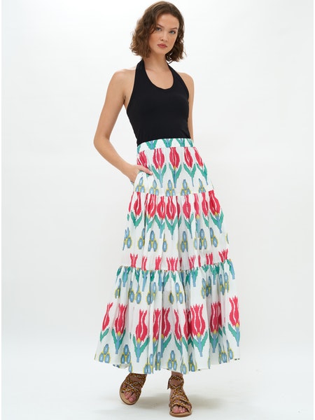 Tiered Maxi Skirt in Suma Red *FINAL SALE*