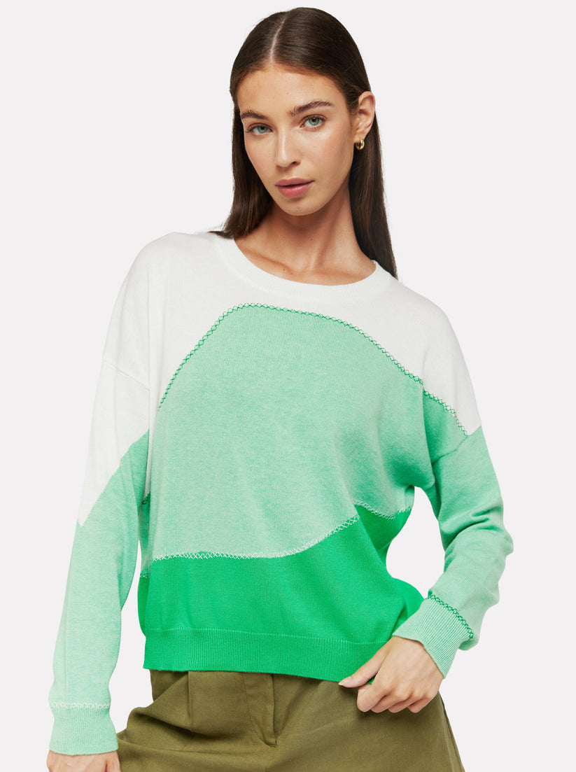 Riley Colour Wave Sweater in Green
