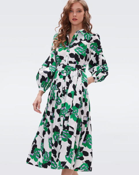 Lux Dress in Huge Camo Floral Ivory