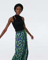 Latrice Skirt in Falling Gingko and Diamond Cubes Green