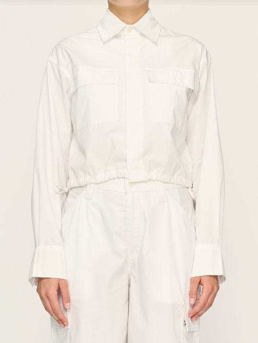 Faye Cropped Shirt in White