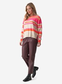 Tora Stripe Crew Sweater in Pink/Orange Stripe