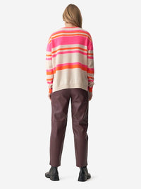 Tora Stripe Crew Sweater in Pink/Orange Stripe