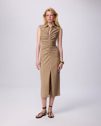 T2601D206-theo-thetis-ruched-front-dress-in-eclipse-taupe-1