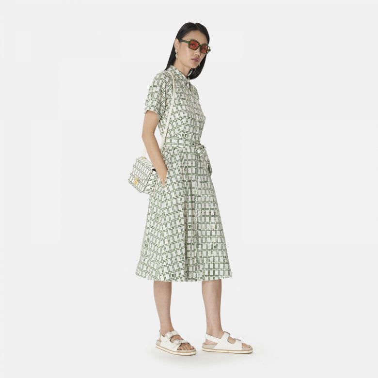 Retronie Dress in Green Geo Print