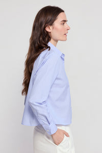 Boxy Long Sleeve Blouse in Blue/White Stripe