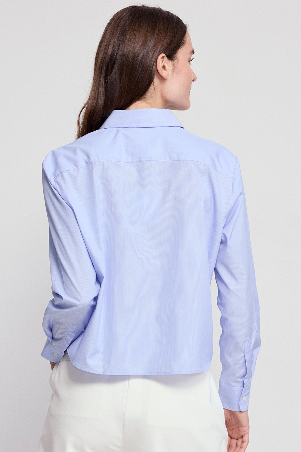 Boxy Long Sleeve Blouse in Blue/White Stripe