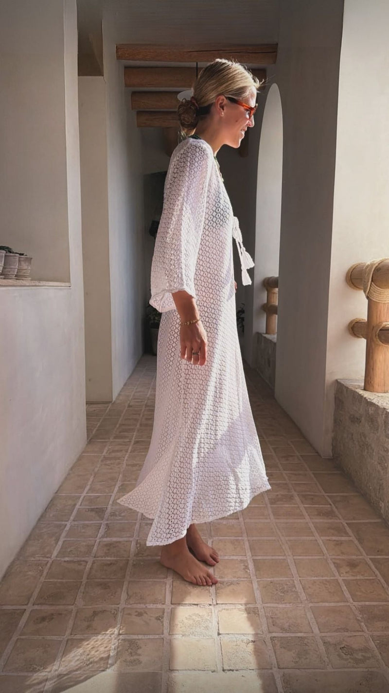 white swim cover up dress Sitano Sorrento Bell Sleeve Swim Cover Up Dress in White – Poppy's of Atlanta