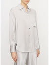 Silk Relaxed Chest-Pocket Blouse in Silverstone