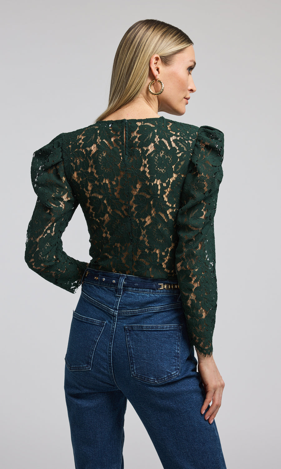 rurumu: puff sleeve lace over blouse カーデ｜レディース
