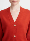 Wool-Cashmere High Button Cardigan in Vermillion