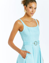 Yvette Reversible Midi Dress in Blue Multi