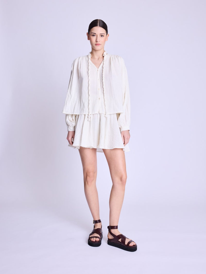 Chica Long Sleeve Button Down Top in Off White