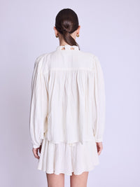Chica Long Sleeve Button Down Top in Off White