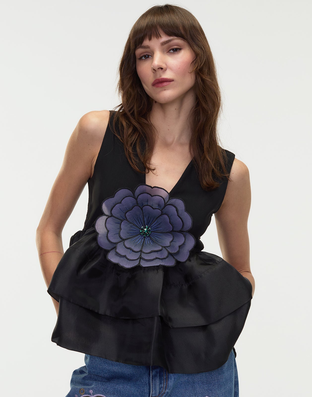 Daphne Organza Flower Top in Black *FINAL SALE* – Poppy's of Atlanta