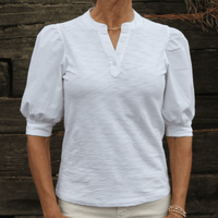 Kate Puff Sleeve Tee in White