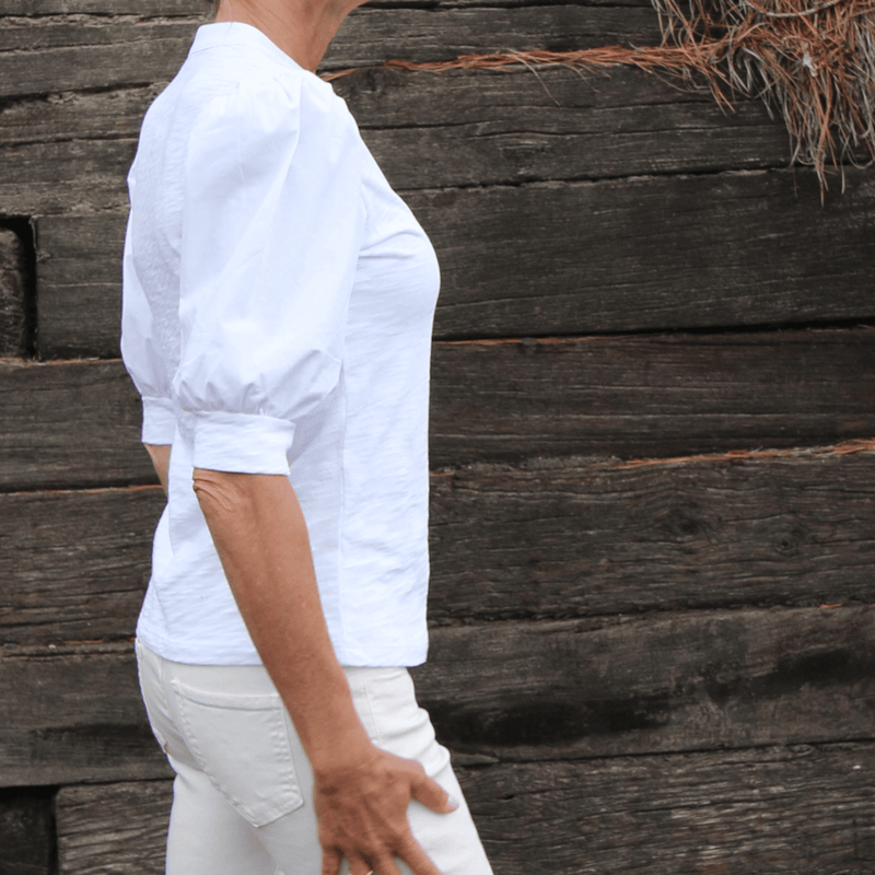 Kate Puff Sleeve Tee in White