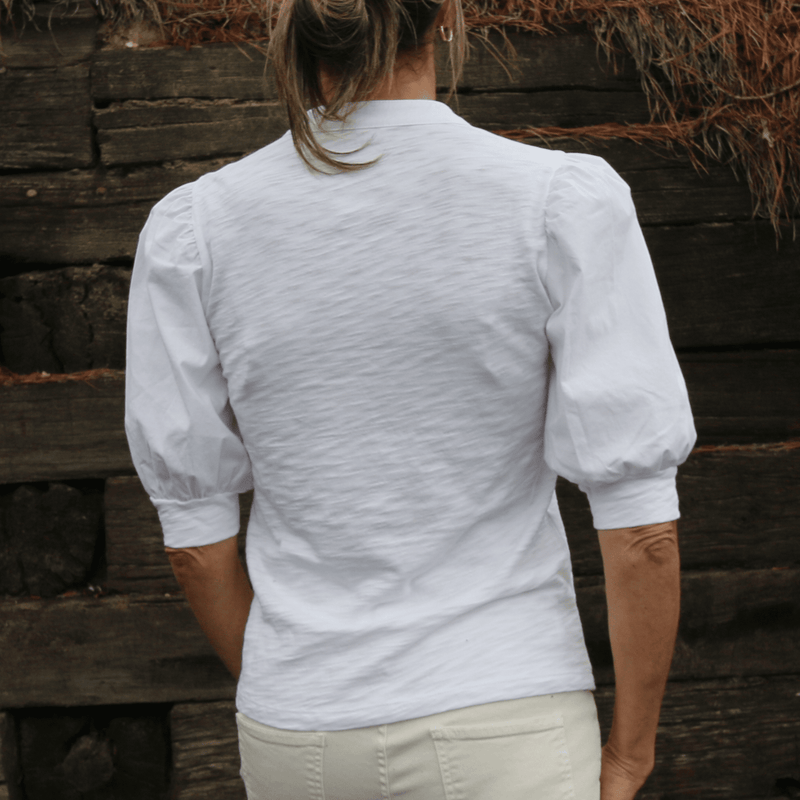 Kate Puff Sleeve Tee in White