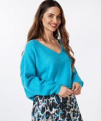 V-Neck Slouchy Sweater in Peacock