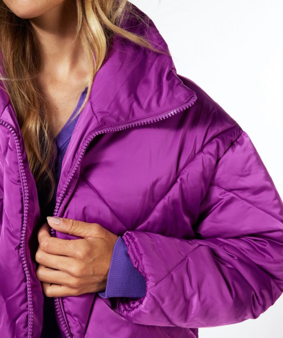 Quilted Puffer Coat in Violet