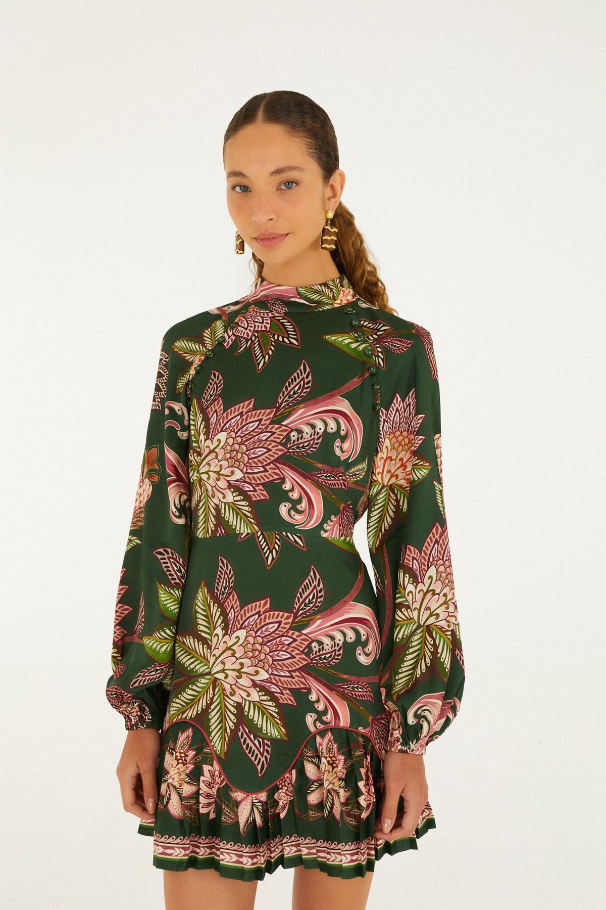 Ruffled Hem Mini Dress in Arabesque Paradise Floral