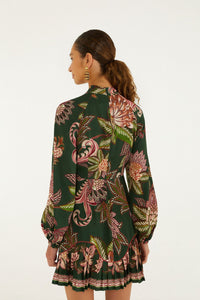 Ruffled Hem Mini Dress in Arabesque Paradise Floral