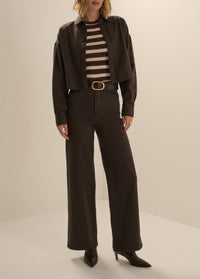 Mischa Super High Rise Wide Leg Ankle Jean in Espresso