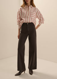 Mischa Super High Rise Wide Leg Ankle Jean in Espresso