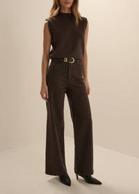 Mischa Super High Rise Wide Leg Ankle Jean in Espresso