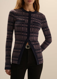 Draper Cardigan in Navy Plaid