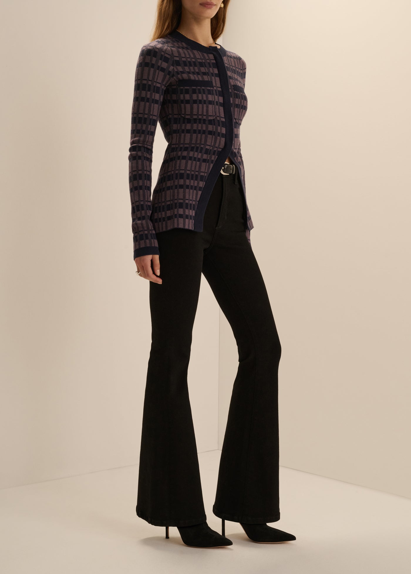 Draper Cardigan in Navy Plaid