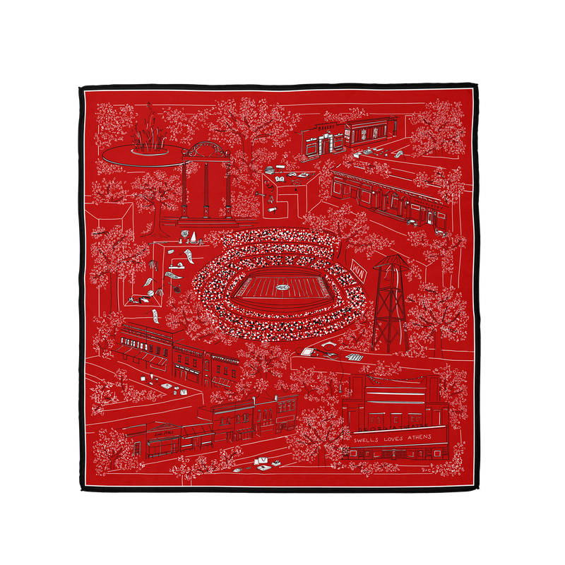 georgia stadium-swells-athens-gameday-scarf-in-red-and-black