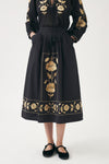 Ila Hand Embroidered Silk Detailed Skirt in Black
