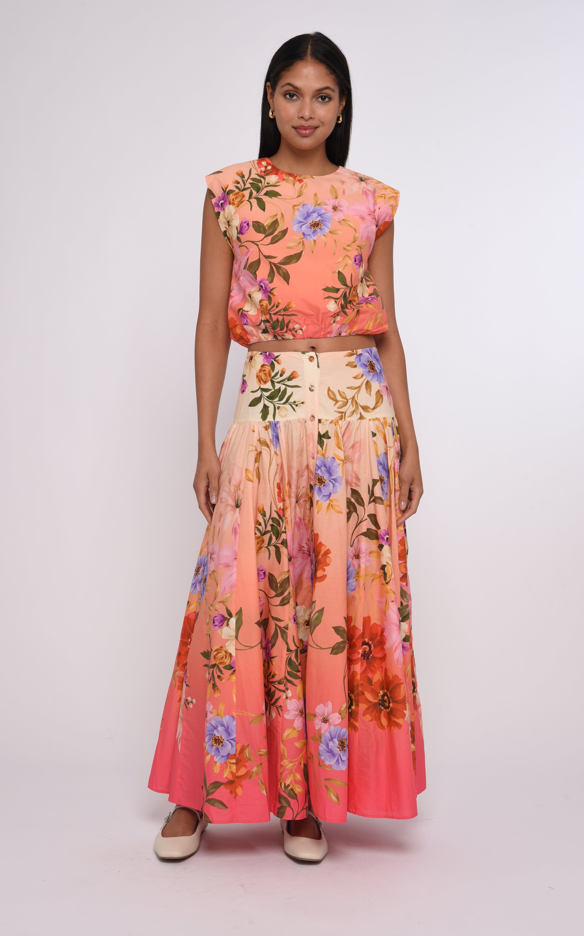 Tricia Long Skirt in Splendor in the Garden Print