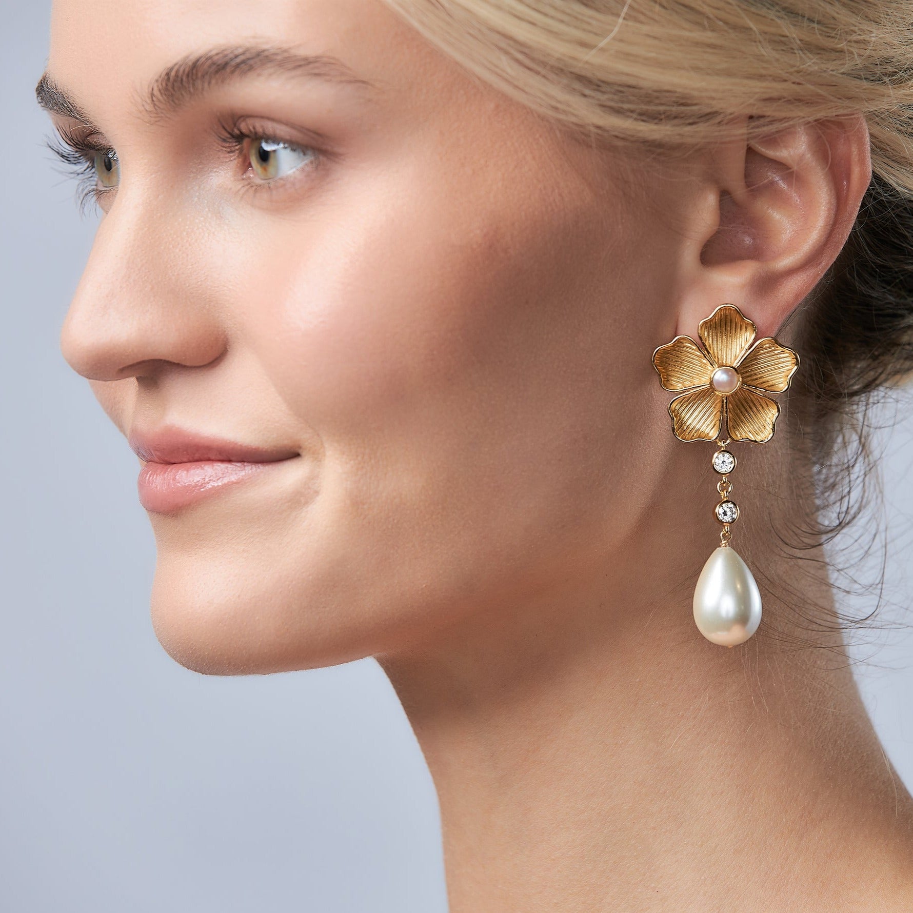 Dainty Linear Crystal Drop 18k Gold Plated Earrings – Ettika