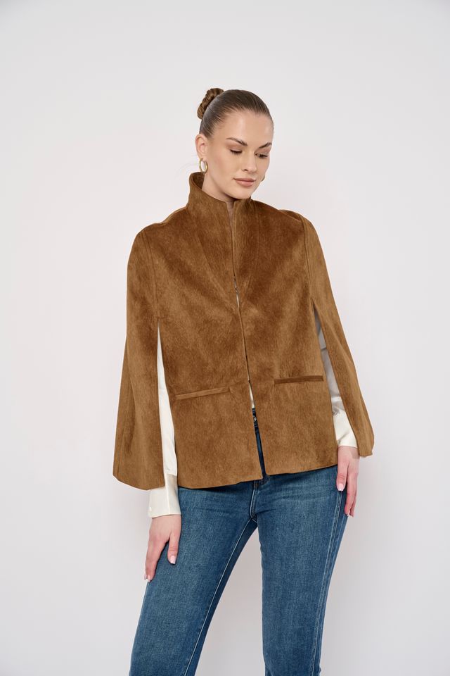 Sage Cape in Camel Suede