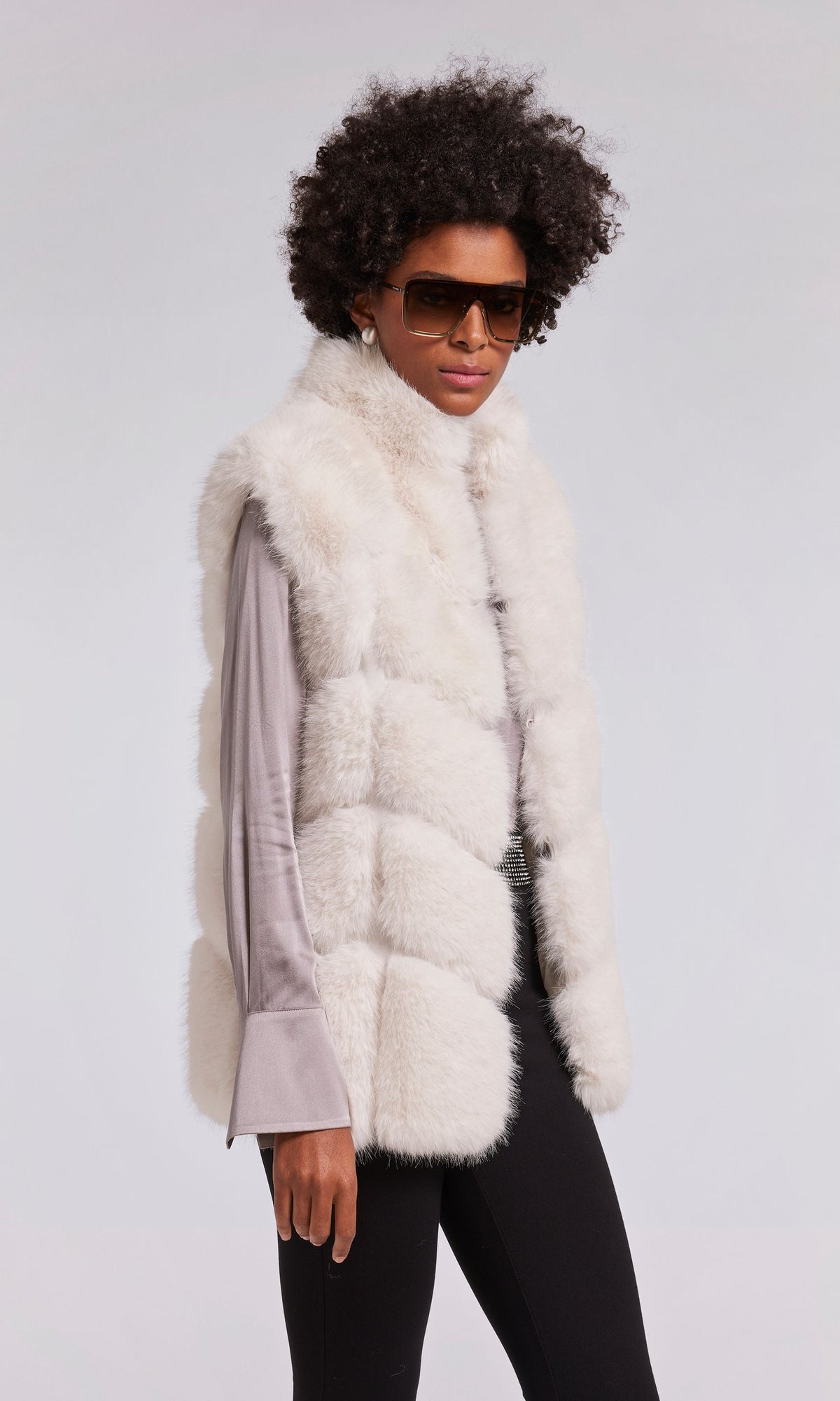 Whitley Faux Fur Vest in White