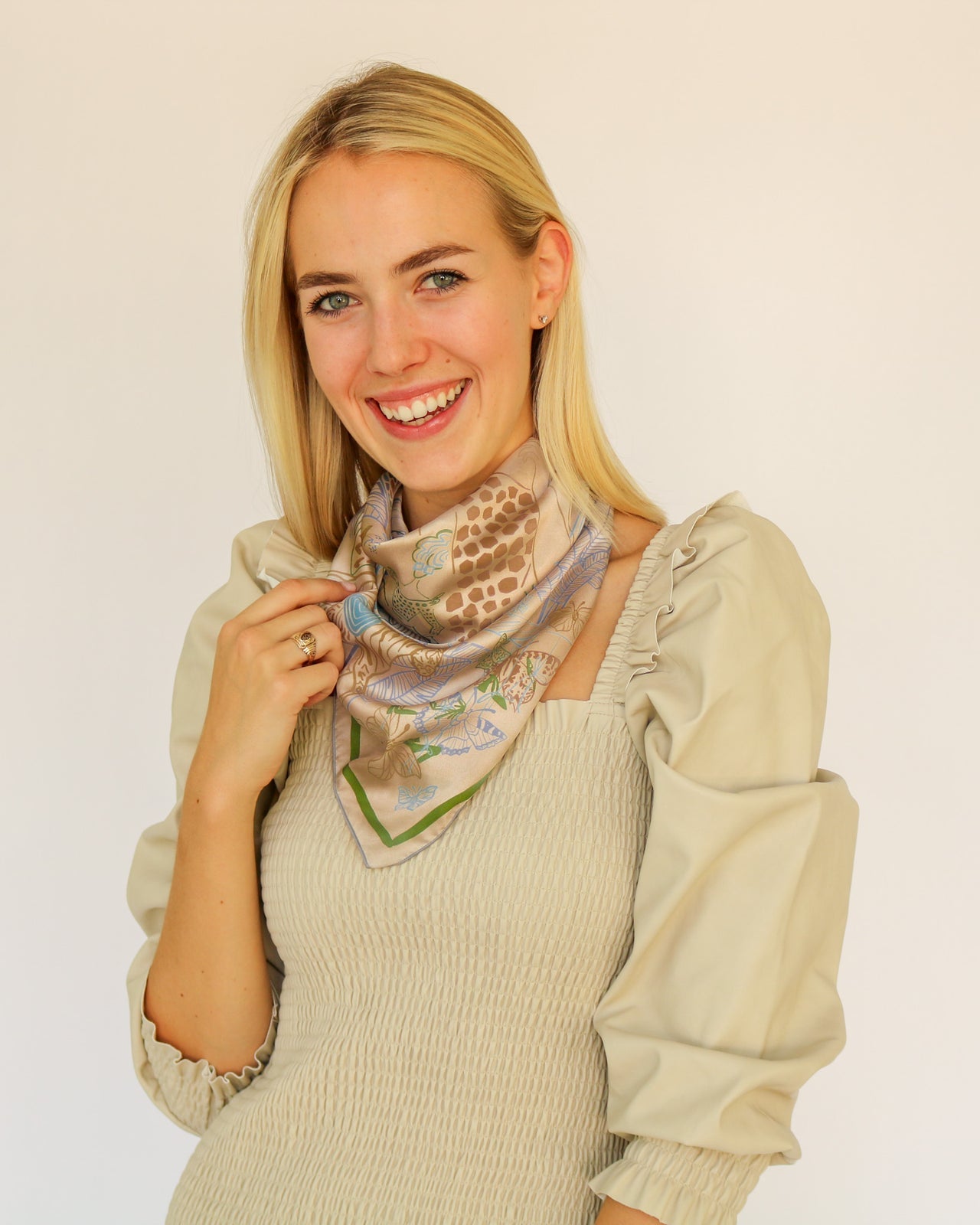 Provence Silk Scarf in Beige
