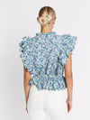 Telma Scallop Floral Top in Blue Liberty