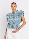 Telma Scallop Floral Top in Blue Liberty