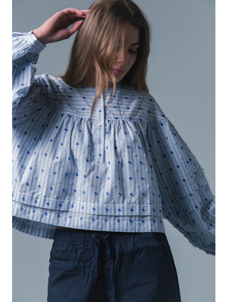 the-shirt-by-rochelle-beherns-callah-shirt-in-blue-dot-stripe-1