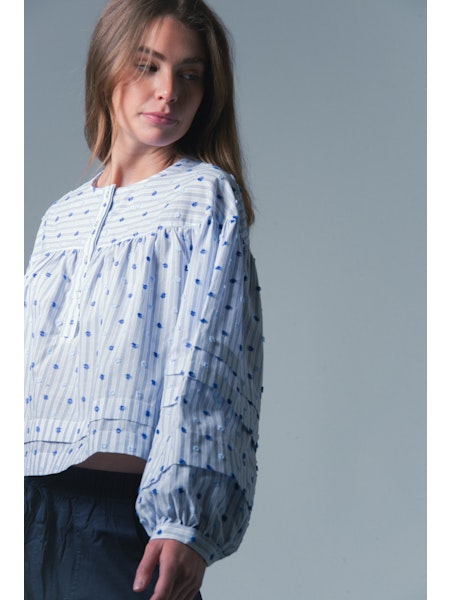 the-shirt-by-rochelle-beherns-callah-shirt-in-blue-dot-stripe-1