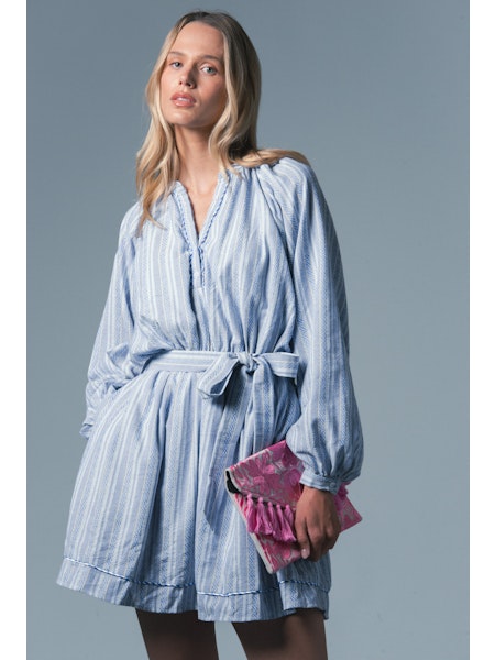 the-shirt-by-rochelle-beherns-taryn-dress-in-blue-tribal-stripe-1