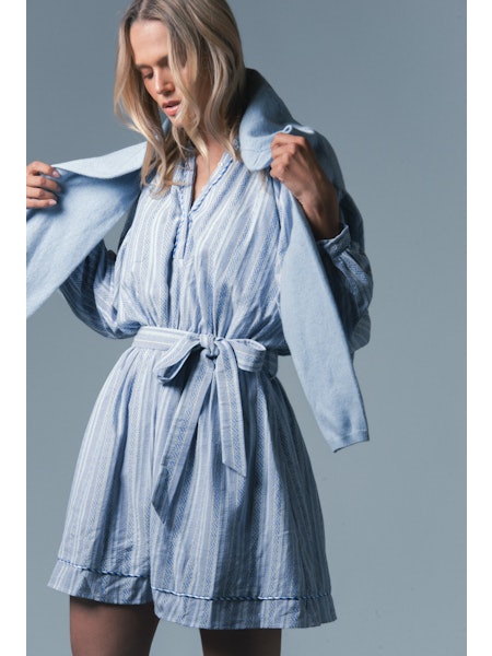 the-shirt-by-rochelle-beherns-taryn-dress-in-blue-tribal-stripe-1