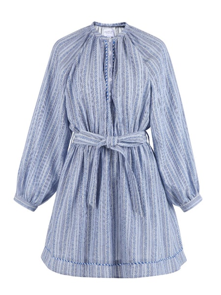 the-shirt-by-rochelle-beherns-taryn-dress-in-blue-tribal-stripe-1