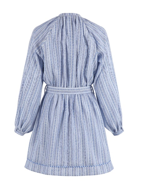 the-shirt-by-rochelle-beherns-taryn-dress-in-blue-tribal-stripe-1