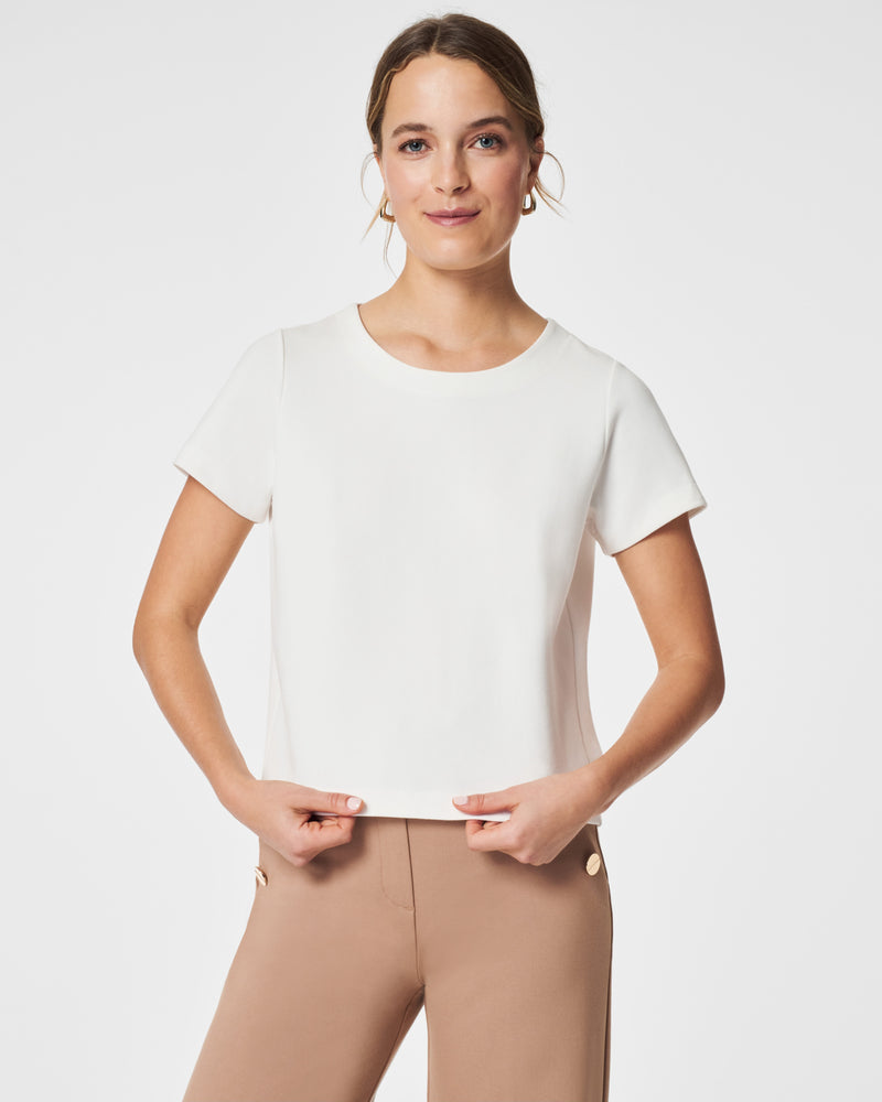 The Perfect Pleated Back Top in White