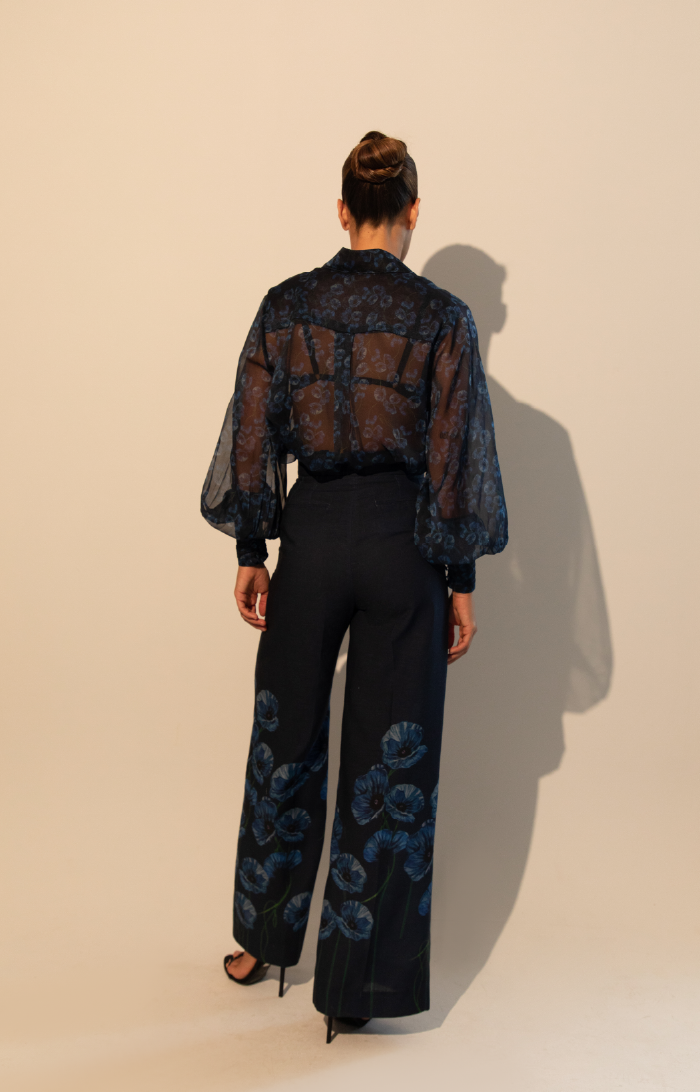 Palazzo Pant in Garden Dark Blue