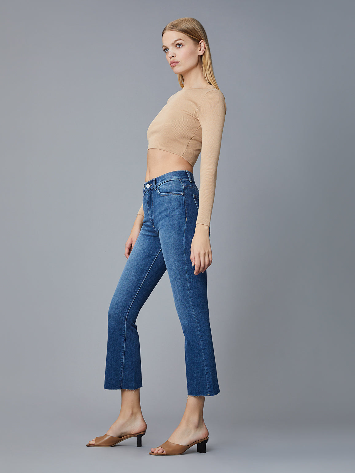 Bridget Cropped High Rise Jean in Mid Raw