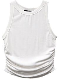 Side Shirred Tank in White
